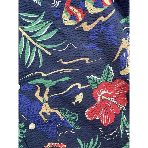 Polo Ralph Lauren Small Classic Fit Hawaiian Blue Seersucker Button Down Shirt - Picture 6 of 8